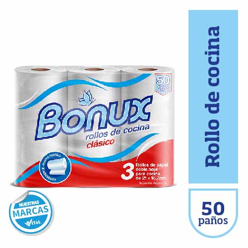 Rollo de cocina BONUX 50 pañosx3u