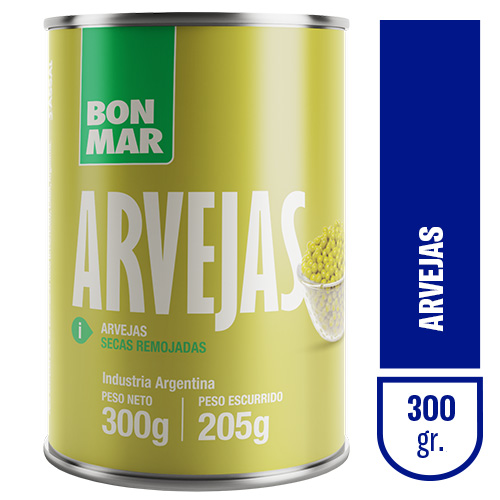 Arveja BONMAR seca remojada lata x350gr