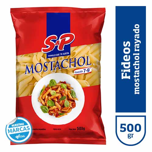 Fideos S&P mostachol rayado x500gr