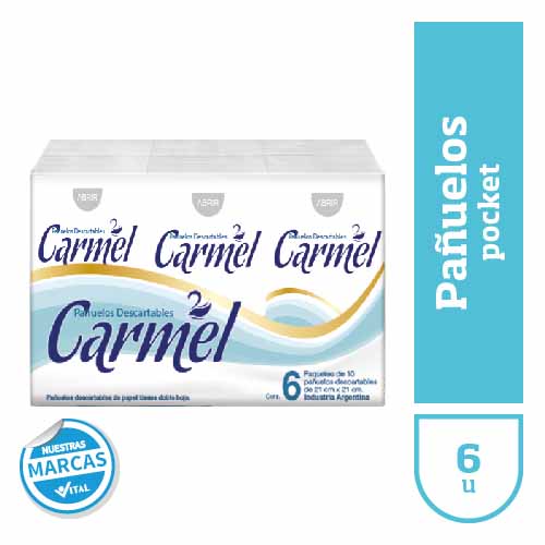 Pañuelos CARMEL pocket 6x10u