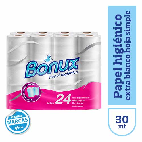 Papel hig. BONUX ex.bco.h/simple 30mx24u