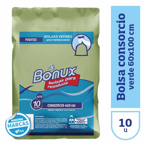 Bolsa consorcio BONUX verde 60x100cmx10u