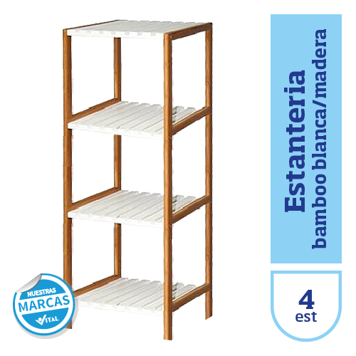 ESTANTERIA BAMBOO blanca/mad 4 estantes