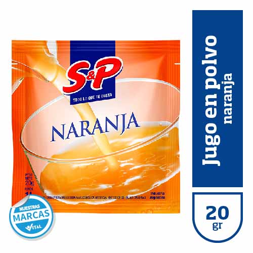 Jugo en polvo S&P naranja x20gr