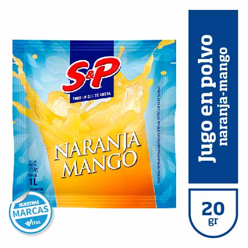 Jugo en polvo S&P naranja/mango x20gr