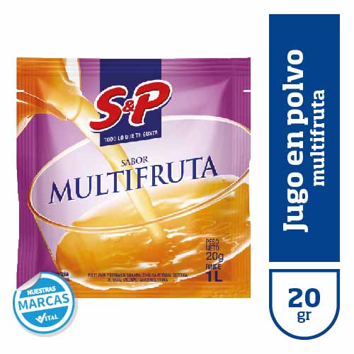 Jugo en polvo S&P multifruta x20gr