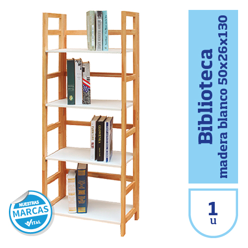 BIBLIOTECA madera blanco 50x26x130