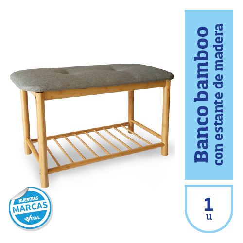 BANCO bamboo con estante madera