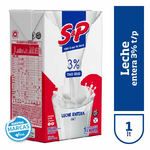 Leche larga vida S&P entera 3% t/b x1lt