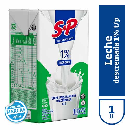 Leche larga vida S&P descr. 1% t/k x1lt